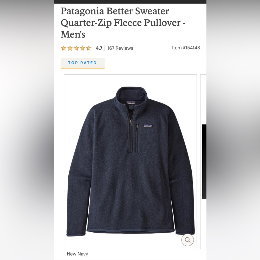 Patagonia Better Sweater Quarter-Zip Fleece Navy Pullover - Men's.
